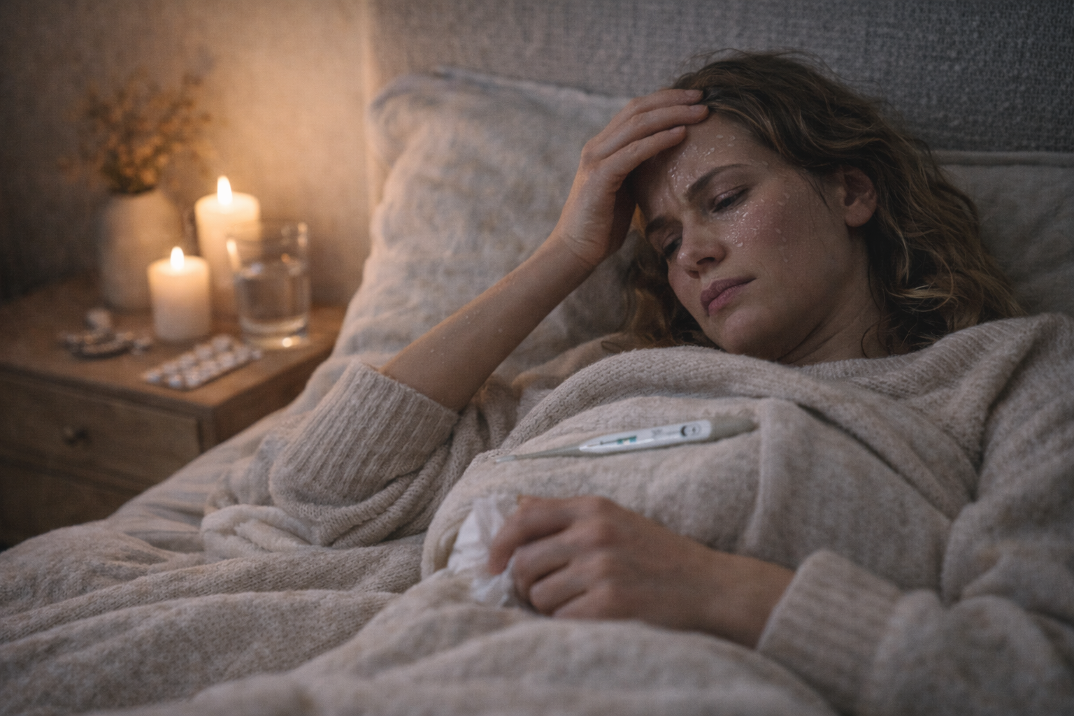 sick-person-sleeping-fever-night-sweats-wool-bedding