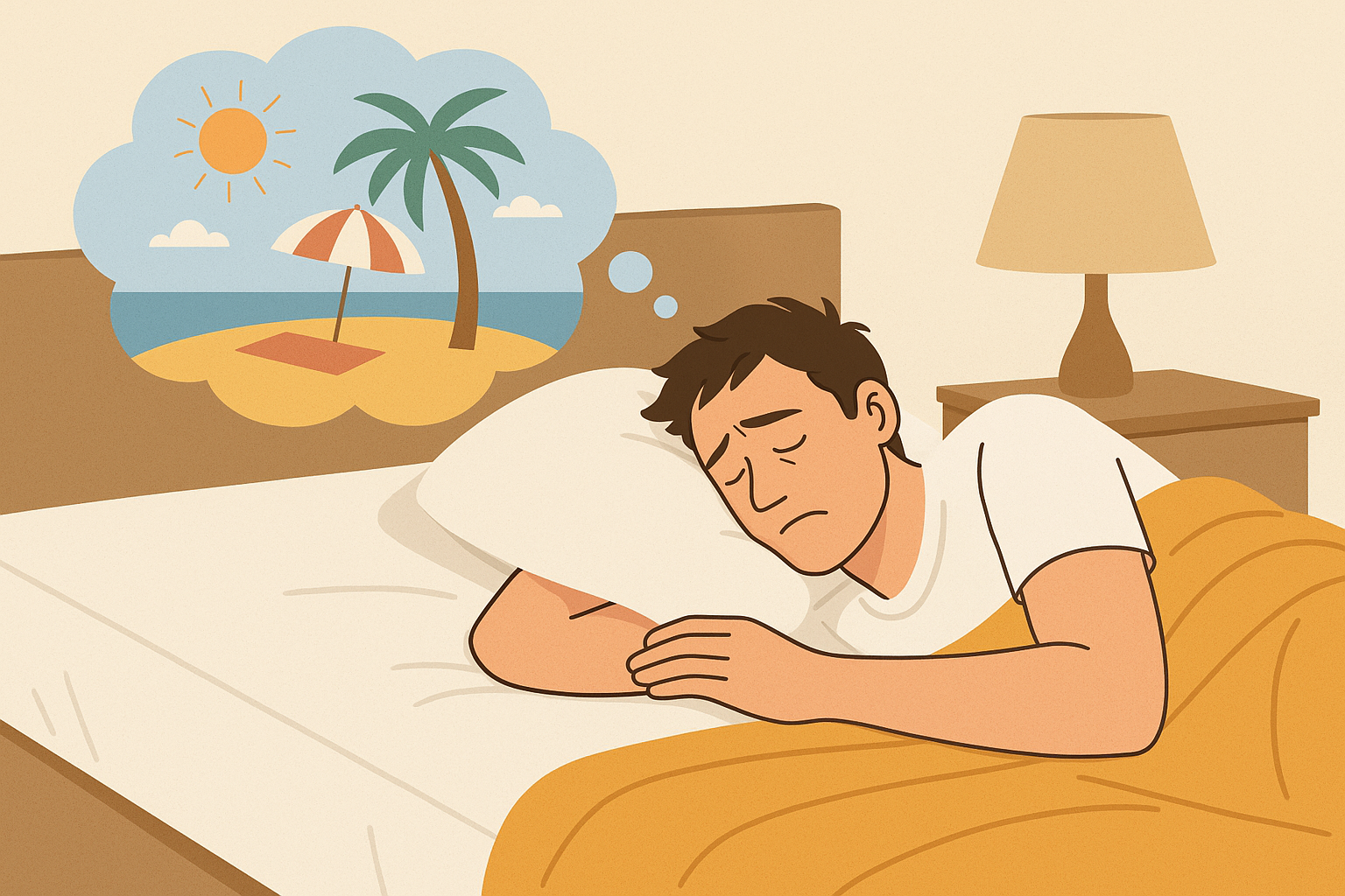 tired-woman-suitcase-home-bedroom-wool-mattress